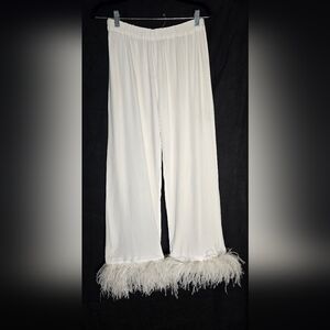 Sleeper Ostrich Feather Trim Pajama Pants Large